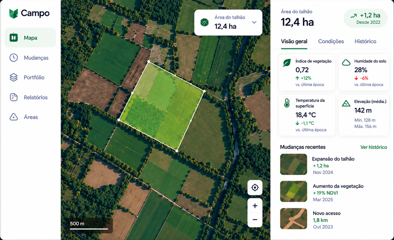 Pré-visualização ilustrativa da interface do Campo